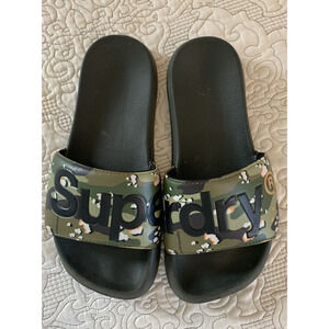 Superdry Men’s Camo Green Classic Pool Slip On Slide Sandals Size Small